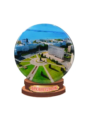 Магнит Архангельск Шар с заливкой смола Достопримечательности города вид 3 (7,5 х 7,5 см.) (хдф) 3005736