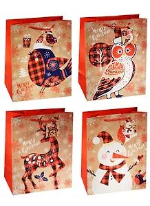 Пакет подарочный бумажный А4 26*32*12.5 "Печворк. Новый год", Новый год, мат. ламинат, Kairui