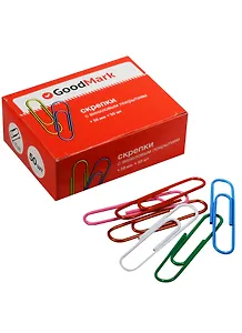 Скрепки 50мм 50шт ассорти, винил., круглые, к/к