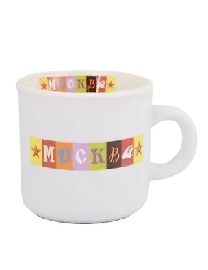 Кружка матовая маленькая Объемные буквы, белая (фарфор) (100мл) (Москва) (066-SM-19-W) 3135307