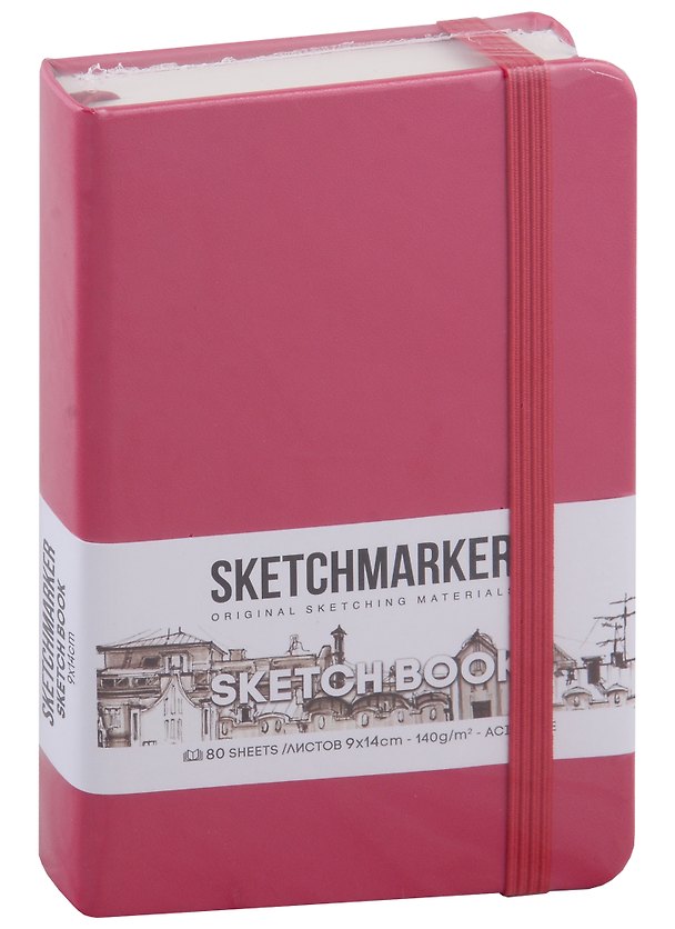 Скетчбук 9*14 80л "Sketchmarker" фуксия, нелинованн. 140г/м2, слоновая кость, тв.обл. 2969501 — 1