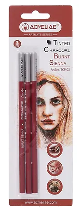 Карандаши угольные 03шт жженая сиена, блистер, ACMELIAE 3077435