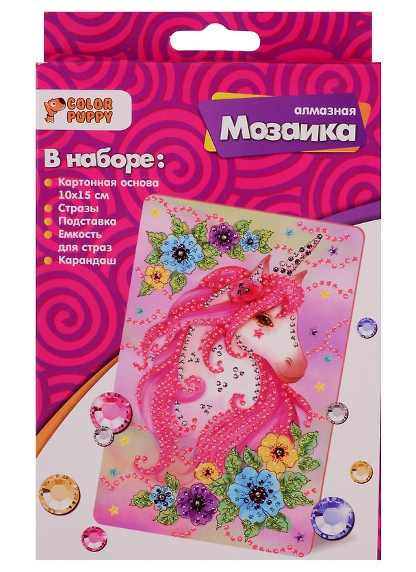 Набор для творчества Color Puppy Алмазная мозаика Единорог, 10*15см 2727184 — 1