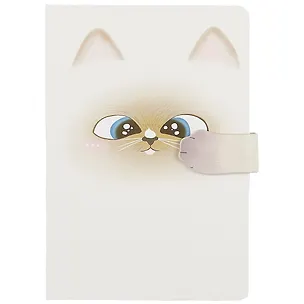 Блокнот с фигурной магнитной застежкой-лапкой Мордочка котика (256стр) (13х19) 2835625