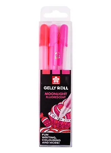 Набор гелевых ручек Moonlight "Конфеты" 3шт. (флуоресцентный, киноварь, маджента розовая), Sakura