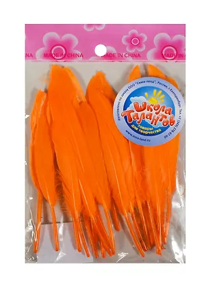 Набор перьев для декора оранжевые (511681) (20шт.) (14х1,5х0,1см) (Школа талантов) (упаковка) 2425752