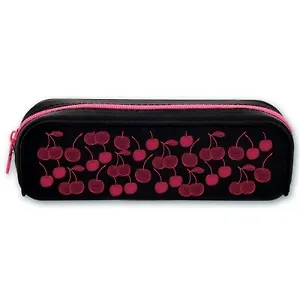 Пенал школьный Феникс + "Вишни" чёрный, 20*6*4,5см, 1 отделение, без наполнения, силиконовый полимер 46158