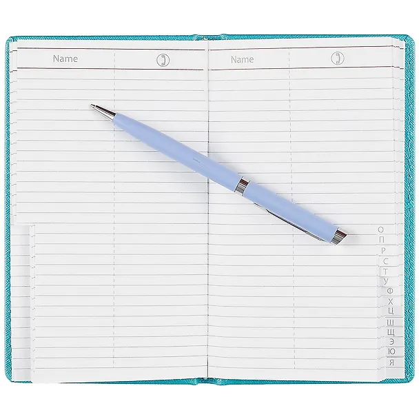 Алфавитная книга Lezar А6+, 60 листов, бирюзовая 253608 — 2