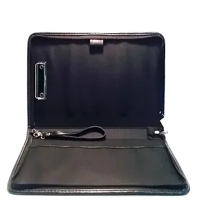 Папка деловая А4 кожзам, черная люкс, зажим для бумаг, Канцбург