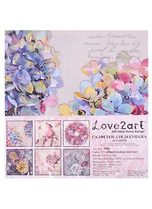 Салфетки для декупажа (ассорти) "Пастельные цветы", 6 шт