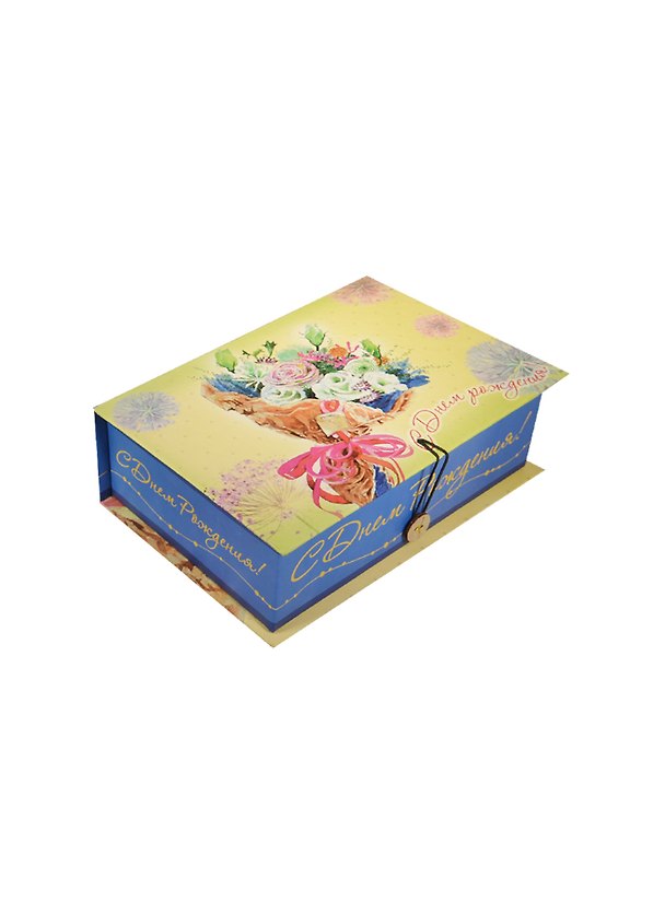 Шкатулка-книга с пуговицей картон Букет (22х16х7) (36524) 2469035 — 1