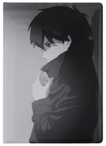 Обложка для паспорта Аниме Синтонимы Персонаж в плаще (ч/б) (Медина Мирай) (ПВХ бокс) (ОП2022-384)