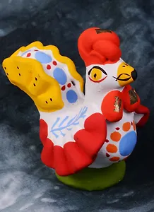 Дымковская игрушка Петушок №1 (6 см)