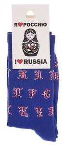 Носки Россия, спортивные, Алфавит, синий, р.23-25