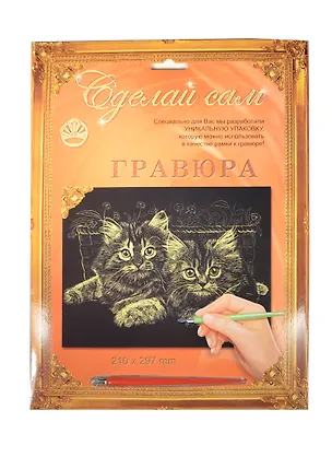 Гравюра Сделай сам Котята Серебро (А-4) (210х297) (упаковка) 2333818