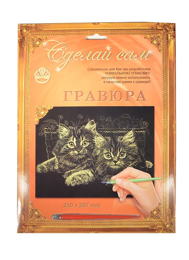 Гравюра Сделай сам Котята Серебро (А-4) (210х297) (упаковка) 2333818 — 1