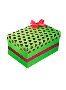 Коробка подарочная 22*15*11,5см, декор. бант, горох, зеленая, картон, Хансибэг