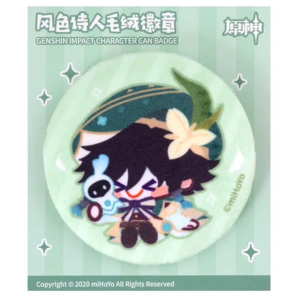 Значок Genshin Impact Chibi Character Cloth Badge Windborne Bard Venti 2986624 — 1