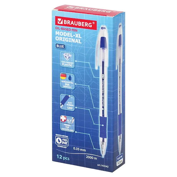 Шариковая ручка синяя 0,7 мм, Model-XL Original, Brauberg 2937301 — 3