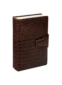 Ежедневник недат. А6+ 198л "Кайман" нат.кожа, коричневый, кнопка, тонир.блок, КанцБург