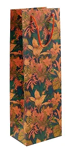 Пакет бутылочный 36*12*8,5 "Тропические  цветы" бум.мат.ламинат