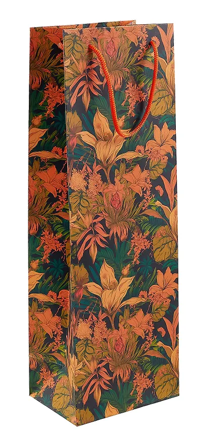 Пакет бутылочный 36*12*8,5 "Тропические  цветы" бум.мат.ламинат 3024663 — 1
