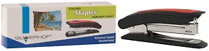 Степлер №10 16л "Classic" пластиковый, черно-красный, пласт.антистеплер, к/к, Silwerhof