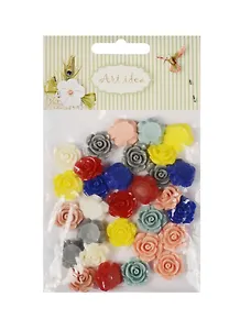 Цветочки пластиковые, 1.5 см, 30 шт/пакет, пастельный микс (11-08631-1)