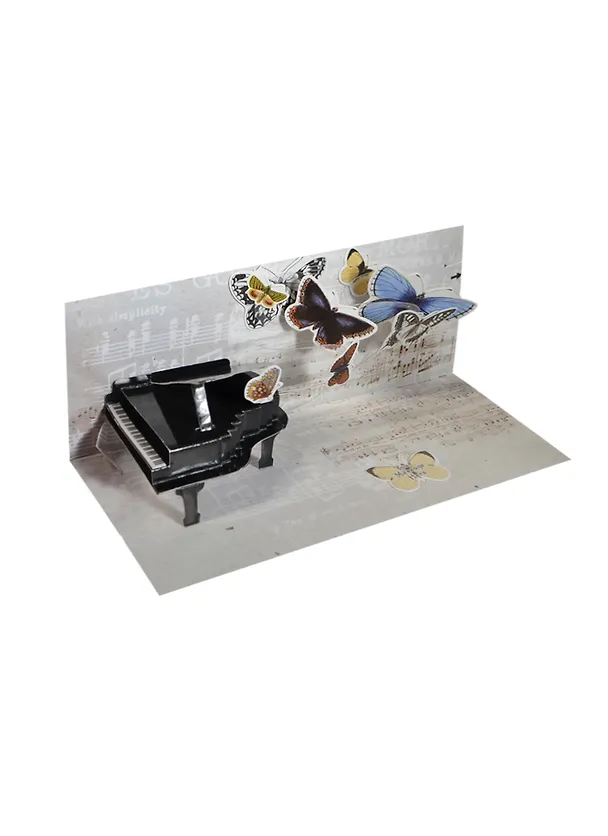 3D открытка Пианино и бабочки (Birthday Piano) (панорама) (A226) (24,5х14) 2422738 — 1