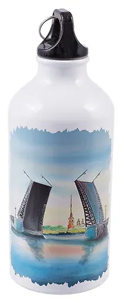 Бутылка с карабином СПб Акварель Дворцовый мост (металл) (500мл) 2986016