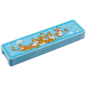 Пенал школьный "Веселые корги" 20*5,5*2,2см. пластмассовый