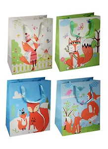 Пакет подарочный бумажный А4 26*32*12.5 "Лисы в цвете", дет., мат. ламинат, Kairui