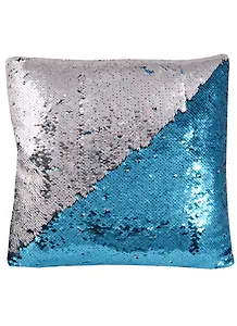 Подушка с пайетками синяя с серебром (3863) (37х37)