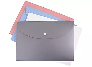 Папка-конверт А4 на кнопке, пластик 0,45мм, ассорти — 262508 — 1
