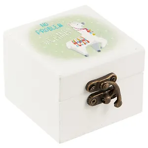 Шкатулка с зеркалом Лама No problem (дерево) (6,5*6,5*5см)