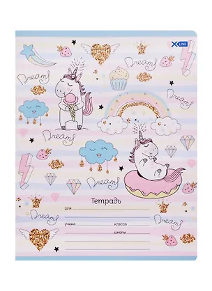 Тетрадь в клетку BG, Unicorn, 12 листов, в ассортименте 250297