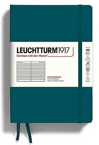 Книга для записей A5 125л лин. "Classic" тв.обложка, цвет тихоокеанский зеленый, Leuchtturm1917