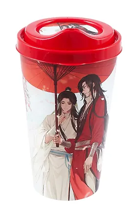 Стакан с крышкой Благословение небожителей Се Лянь и Хуа Чэн под зонтом (пластик) (550 мл) 3062569