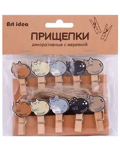 Прищепки декоративные с веревкой "Пушистики"