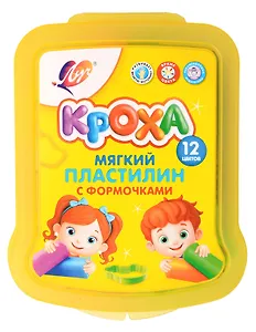 Пластилин 12цв 180гр "Кроха" формочки, стек, в контейнере, Луч