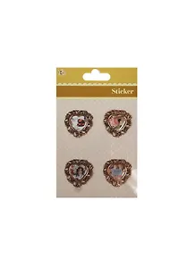 Наклейки в металл оправе для скрапа Сердца (Br-5) (11034605) (4шт) (упаковка)