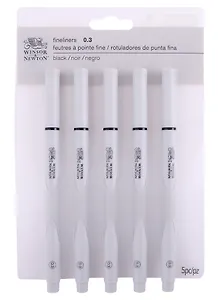 Ручки капиллярные-линеры 5шт 0,3мм, пласт.кор., Winsor&Newton