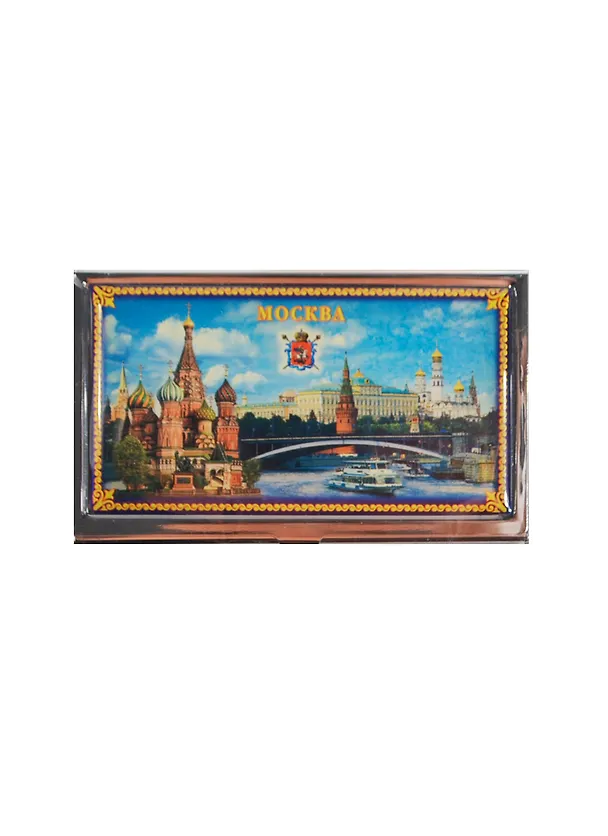 Визитница мет. "Москва Коллаж Храм Василия Блаженного и панорама" (17CHE-20K-3) 2364830 — 1