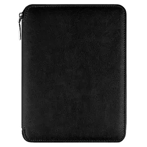 Ежедневник-органайзер недат. А5+ 120л "Шеврет экстра" черный, тв.переплёт с поролоном, иск.кожа, на молнии, ляссе, ПВХ-коробка