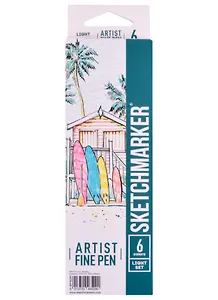 Ручки капиллярные 6цв Artist fine pen Light Colors, к/к, Sketchmarker