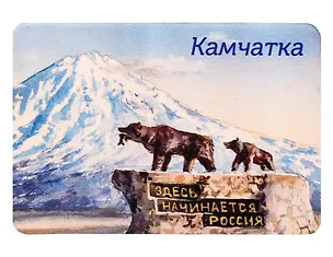 Магнит картон Медведи Здесь начинается Россия (Петропавловск-Камчатский) (МК/200/002) 3129050