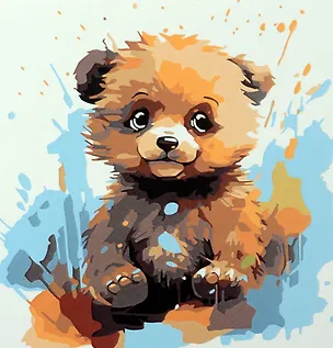 Холст с красками по номерам "Малыши-животные. Красочный мишка", 20 х 20 см 3066152