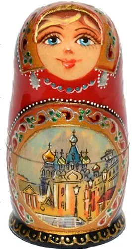 Сувенир, АКМ, Матрешка 3м СПб h-10см М03-0010-10ВПР 334968 — 1