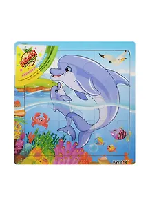 Пазл малый квадратный Дельфины (1151564) (9 элементов) (дерево) (3+) (упаковка)