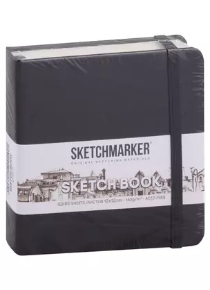 Скетчбук 12*12 80л "Sketchmarker" черный, нелинованн. 140г/м2, слоновая кость, тв.обл. — 2969473 — 1